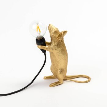 SELETTI Mouse Lamp LED dekoratívna lampa USB stojaca zlatá