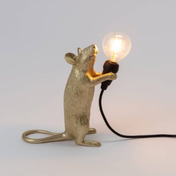 SELETTI Mouse Lamp LED dekoratívna lampa USB stojaca zlatá