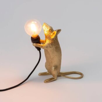 SELETTI Mouse Lamp LED dekoratívna lampa USB stojaca zlatá