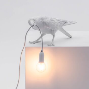 SELETTI Vtáčia lampa LED dekoratívna stolová lampa hravá biela