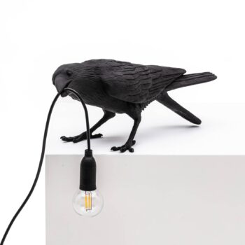SELETTI Vtáčia lampa hravá LED stolová lampa, čierna