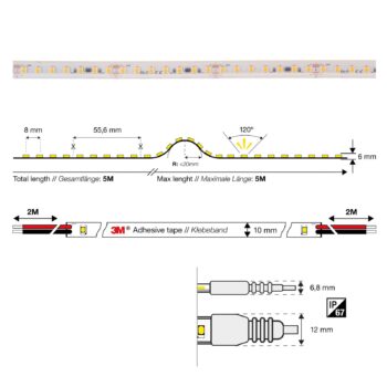 SLC LED pásik do 105°C, 24V IP67 5m 2 700K