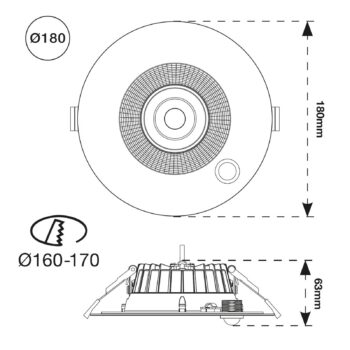 SLC Shift LED downlight Ø 18 cm biela so snímačom