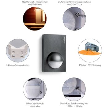 STEINEL IS 180-2 detektor pohybu, čierny