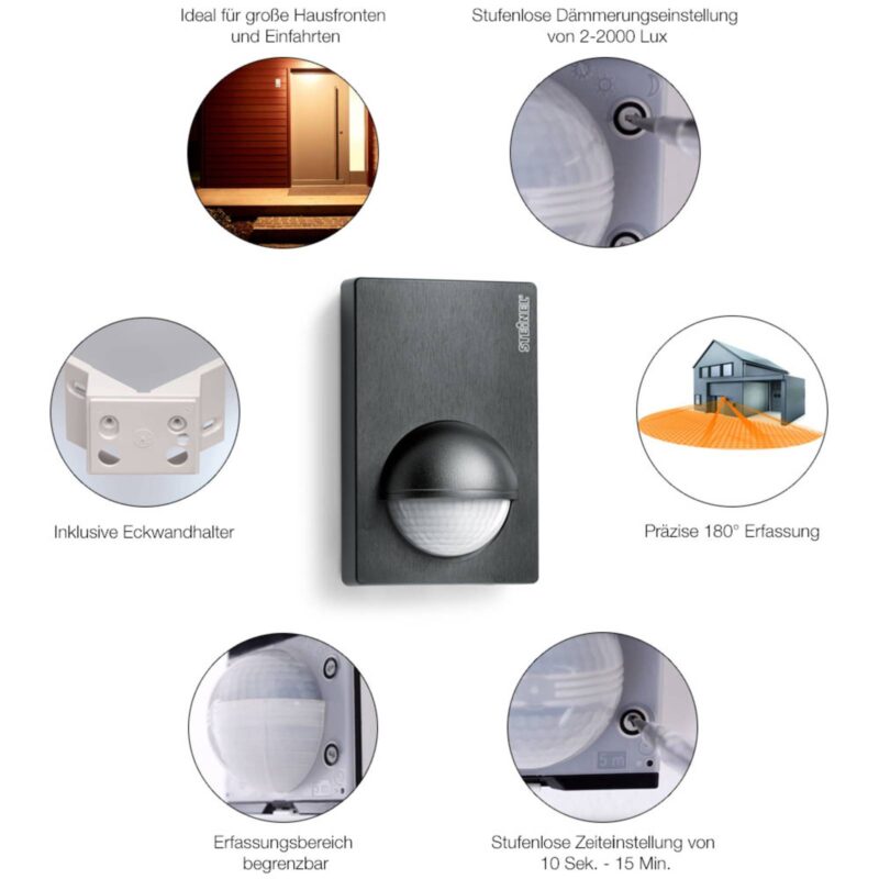 STEINEL IS 180-2 detektor pohybu, čierny STEINEL IS 180-2 detektor pohybu, čierny