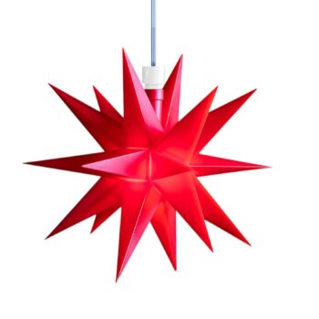 STERNTALER LED hviezda, červená, 18-zubá, Ø 16 cm, IP44 batéria
