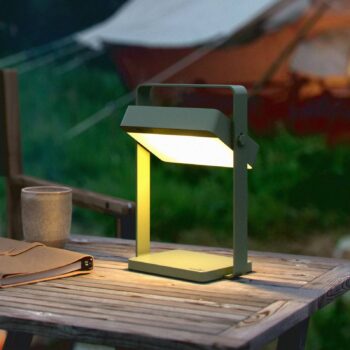 Saulio LED solárna stolová lampa, olivovo zelená, IP44, hliník, USB,
