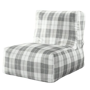 Sedací vak v tvare kresla - jednofarebný, sivo - biele káro, 87 x 31 x 75 cm, Edinburg, 115-79