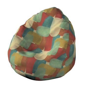 Sedací vak + výplň, geometryczne wzory w czerwono-zielonej kolorystyce, Ø60 x 105 cm, Vintage 70's, 143-75