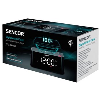 Sencor SDC 7600 Qi hodiny s nabíjačkou, čierna