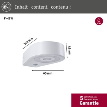 Senzorové vonkajšie nástenné svietidlo Paulmann LED Silma white 1-light IP44