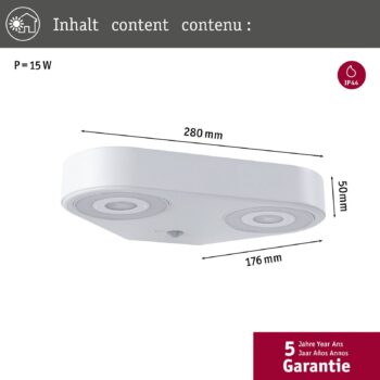 Senzorové vonkajšie nástenné svietidlo Paulmann LED Silma white 2-light IP44