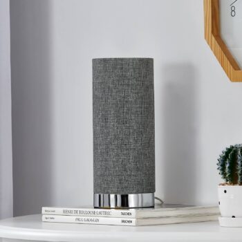 Sivá stolná lampa ronja s chrómovým podstavcom