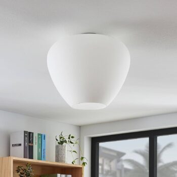 Sklená stropná lampa Bibiane, opálová biela
