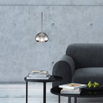 Sklenená závesná lampa Beba, 1-plameňová chróm