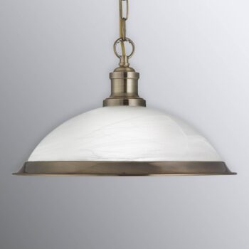Sklenená závesná lampa Bistro, 1pl, antická mosadz