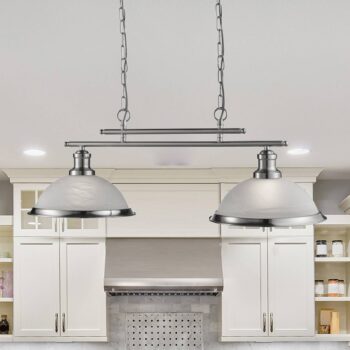 Sklenená závesná lampa Bistro, 2-pl, striebro