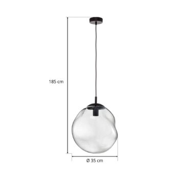 Sklenené závesné svietidlo Sol, Ø 35 cm, čierna/dymovo sivá