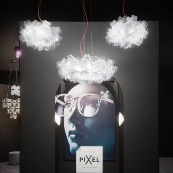 Slamp Clizia Pixel lampa, červená kábel, Ø 53 cm