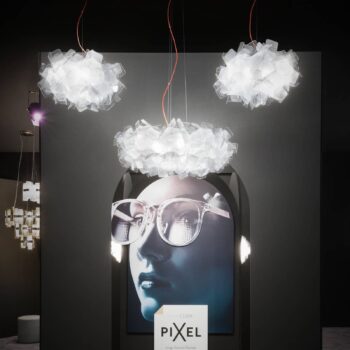 Slamp Clizia Pixel lampa, červená kábel, Ø 78 cm