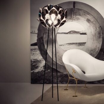 Slamp Flora – dizajnérska stojaca lampa, striebro