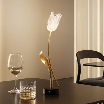 Slamp LED dobíjacia stolová lampa Tulip, čierna základňa