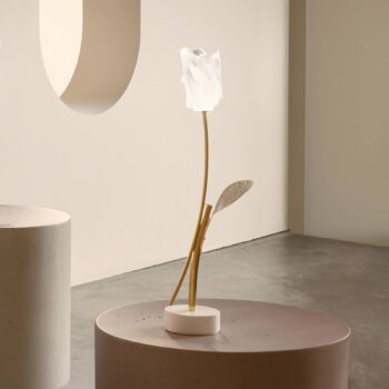 Slamp LED dobíjacia stolová lampa Tulipán, biela základňa