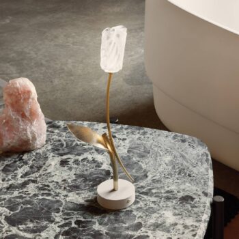 Slamp LED dobíjacia stolová lampa Tulipán, biela základňa