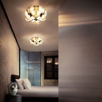 Slamp Mida stropné svietidlo, Ø 67 cm jantár/biela