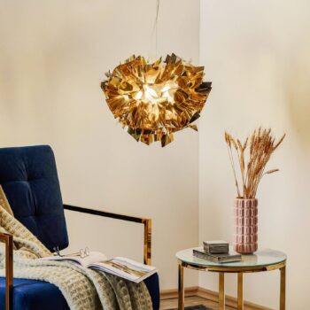 Slamp Veli dizajnová stropná lampa, Ø 42 cm, zlatá