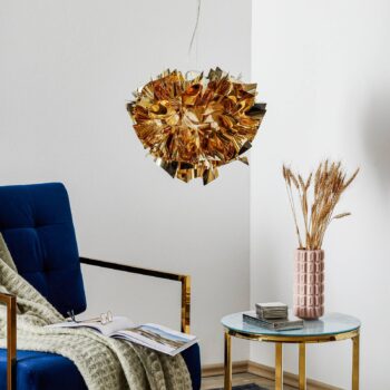 Slamp Veli dizajnová stropná lampa, Ø 42 cm, zlatá