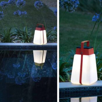Solárna LED lucerna Bump 300 prenosná červená