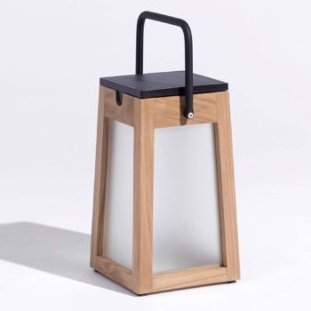 Solárna LED lucerna Tecka prenosná, teak 25 cm