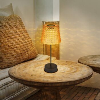 Solárna lampa 36634-2A sada 2 ks čierna/jantárová