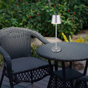Solarna lampa, kov, strieborná farba, výška 41 cm, IP44