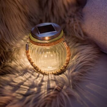 Solárna sklená LED stolová lampa Jar