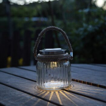 Solárna sklená LED stolová lampa Jar