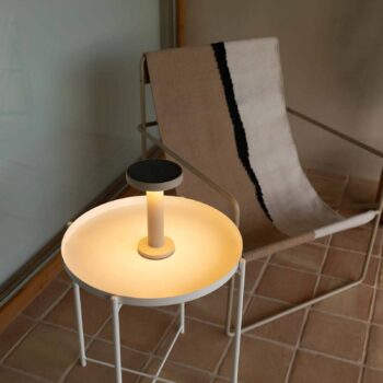 Solárna stolová LED lampa Cairo, béžová, plast, IP44, 21 cm