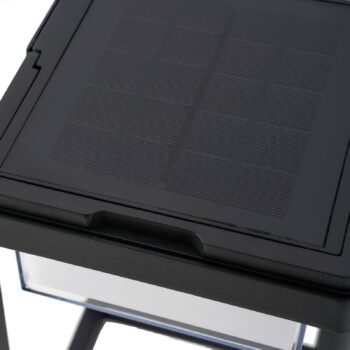 Solárna stolová lampa Lucande LED Tilena, hranatá, čierna, stmievateľná