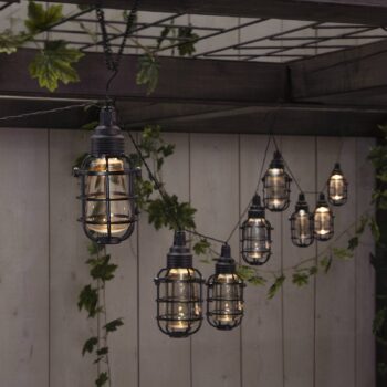Solárna svetelná reťaz LED Cage, osem svetiel