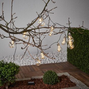 Solárna svetelná reťaz LED Glow, číra, teplá biela, dĺžka 190 cm