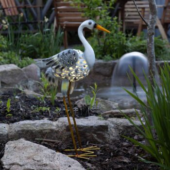 Solárne LED svietidlo Heron ako figúrka volavky