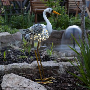 Solárne LED svietidlo Heron ako figúrka volavky