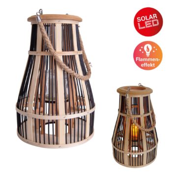 Solárne dekoračné LED Košík 34 cm, čierna/prírodná