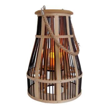 Solárne dekoračné LED Košík 34 cm, čierna/prírodná