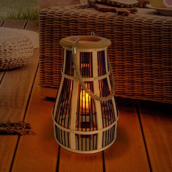 Solárne dekoračné LED Košík 34 cm, čierna/prírodná