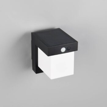 Solárne nástenné svetlo Colombo, čierne matné, výška 14 cm, senzor