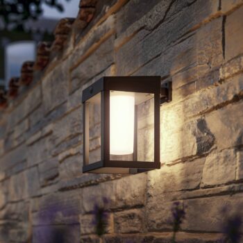 Solárne nástenné svietidlo Philips LED Camill, čierna/biela, 14 x 14 cm