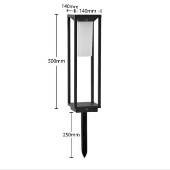 Solárne svietidlo Lucande LED na podstavci Eliel, výška 50 cm, čierne