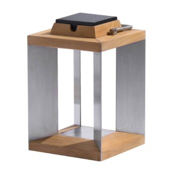 Solárny lampáš Teckinox LED, teak/oceľ, 36,5 cm